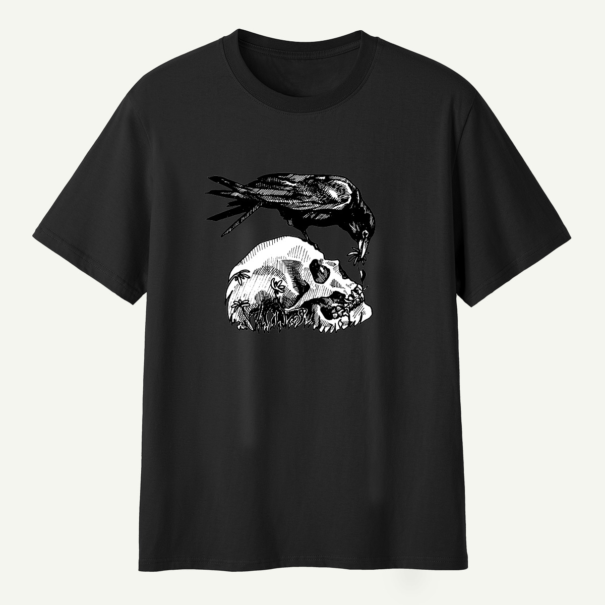 Raven Perched On Skull T-Shirt