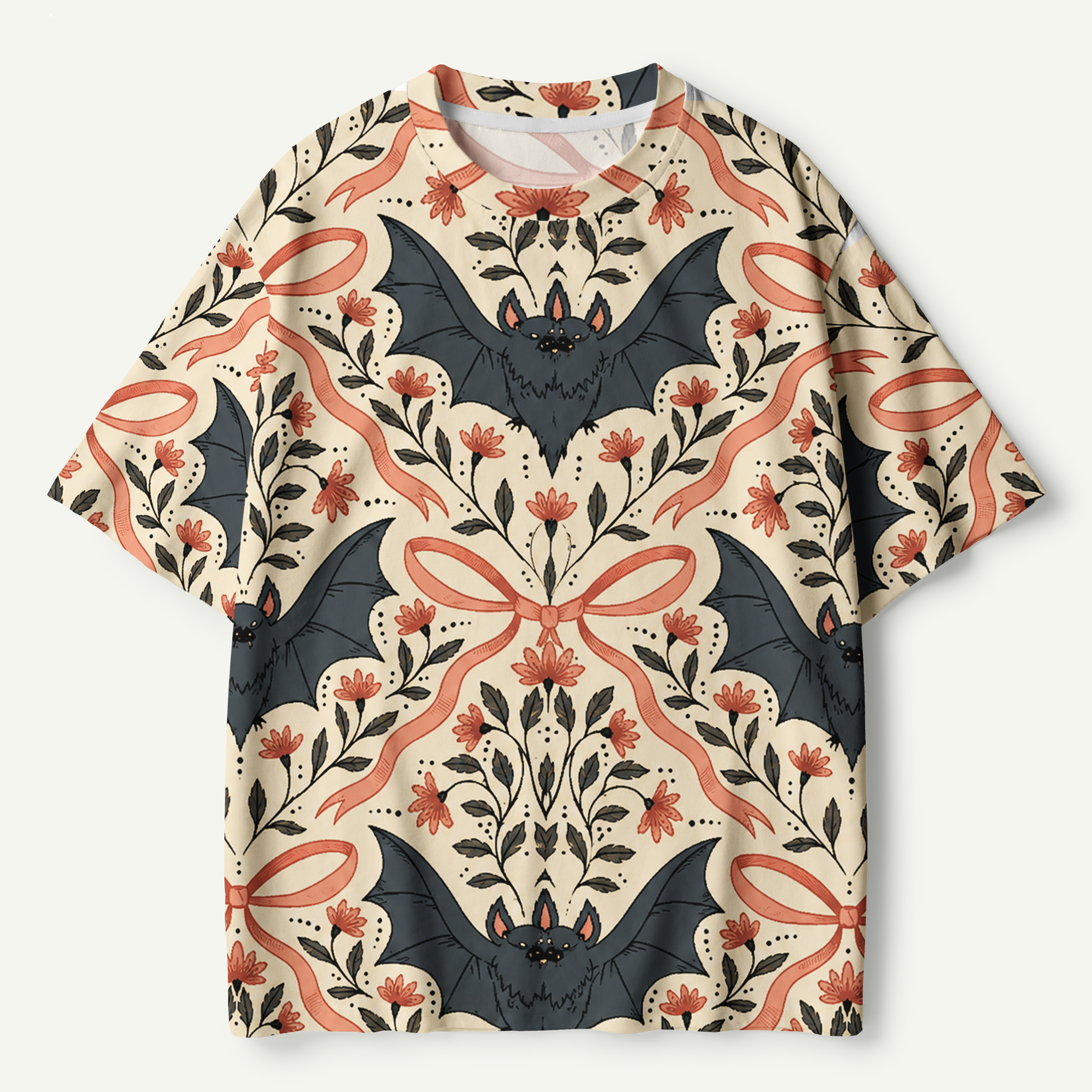 October Spiderweb Bat Pattern Premium Pure Cotton Tee