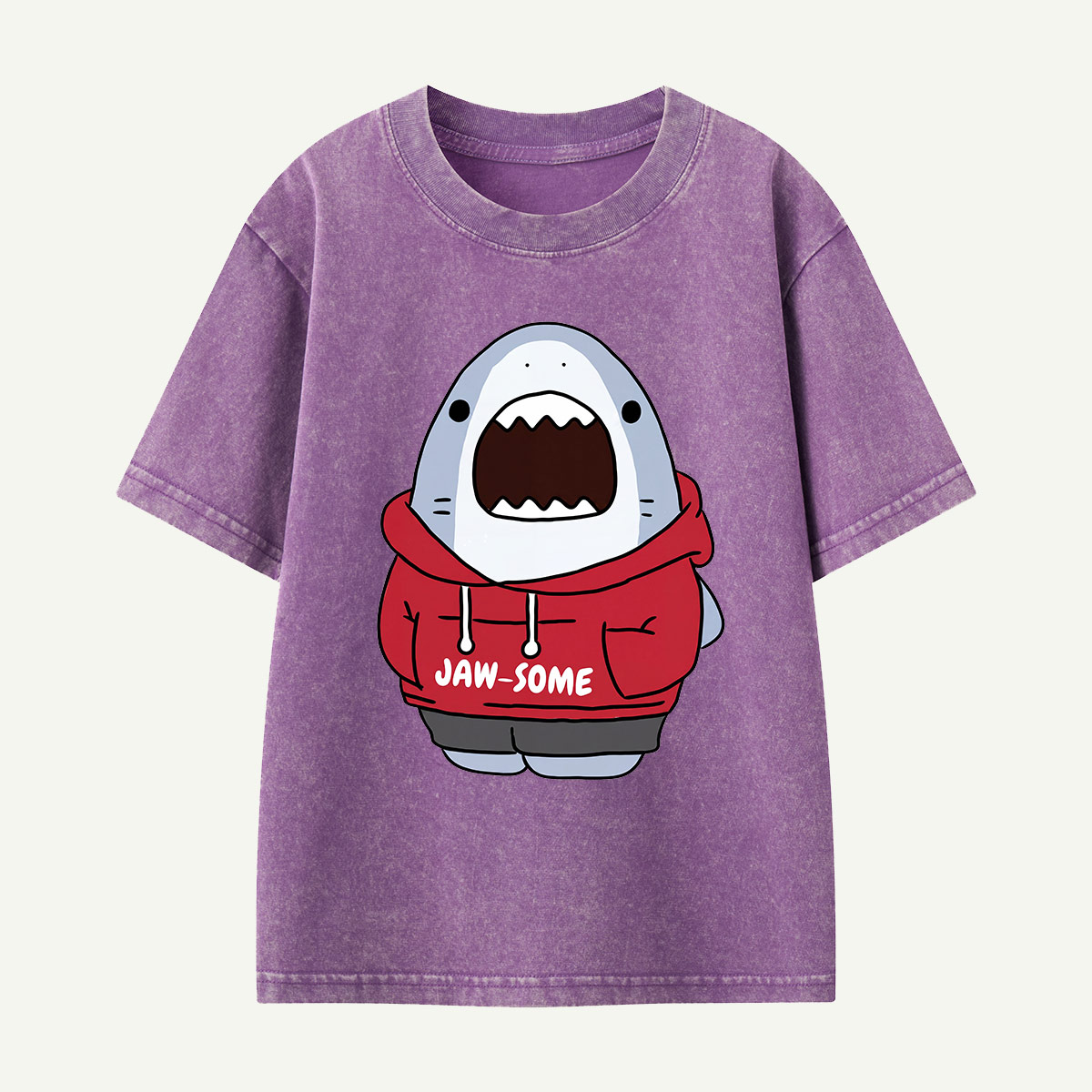 Jaw-some Shark Hoodie Kids Washed T-Shirt