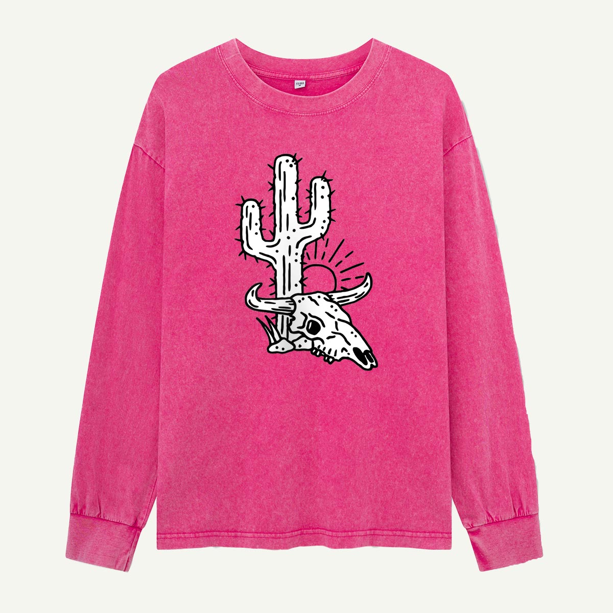 Longhorn Skull by the Cactus Washed Long Sleeves