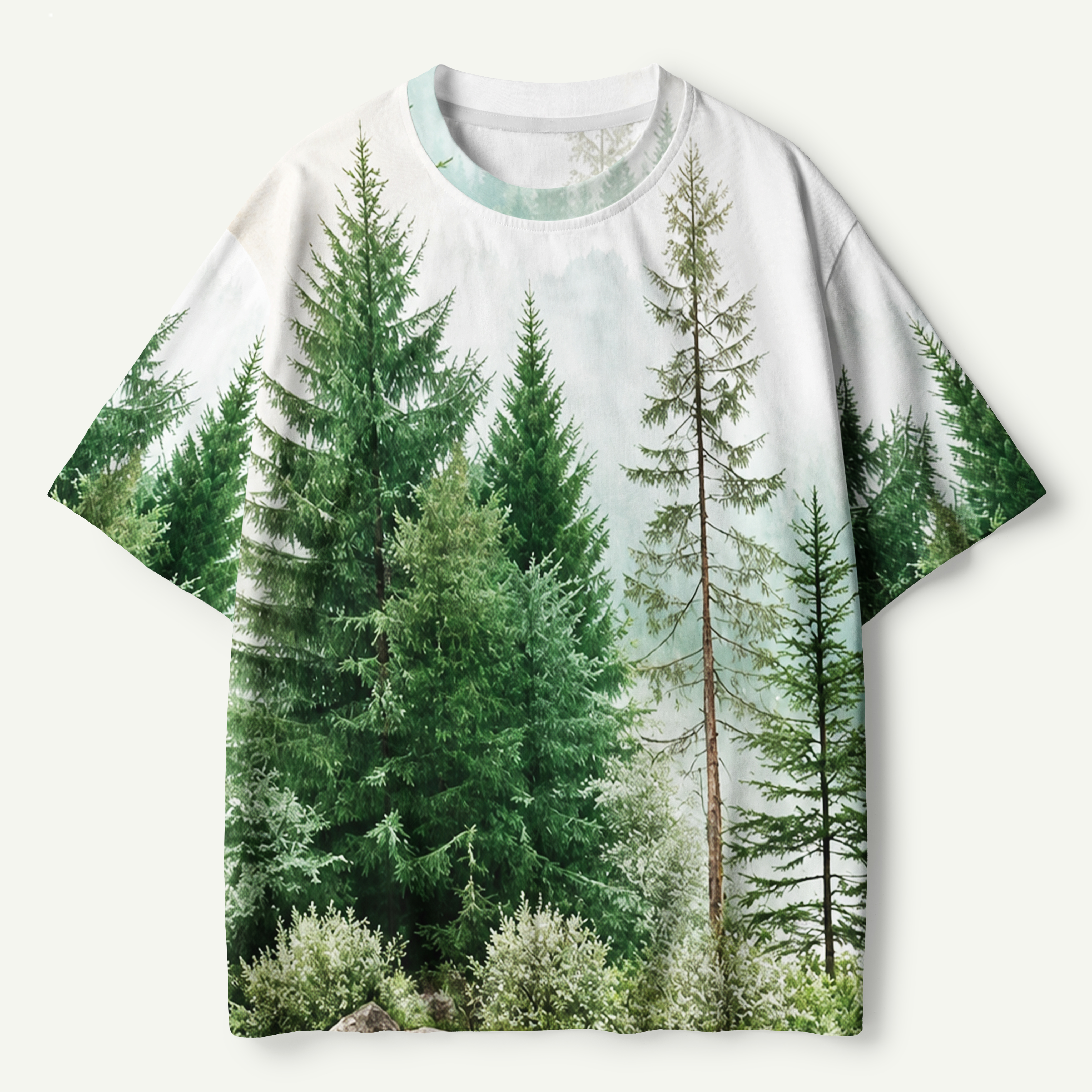 Evergreen Island Reflection Watercolor Premium Cotton Tee
