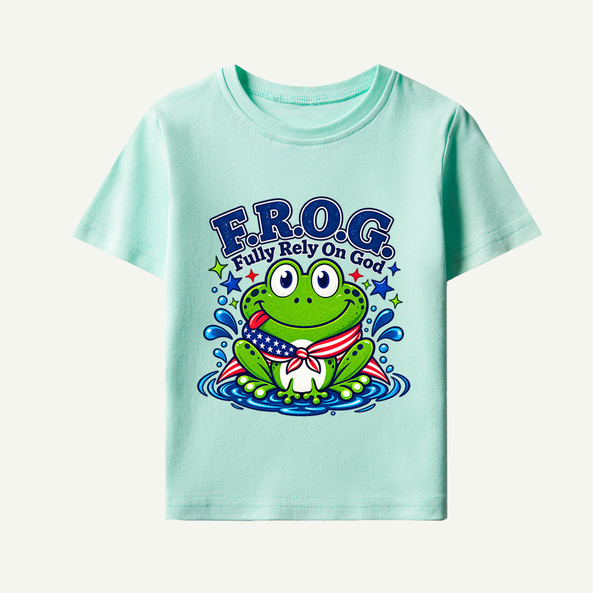 Frog Fully Rely On God Kids T-Shirt