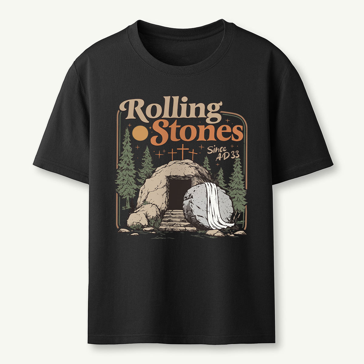 Retro Mountain Nature Cave and Stone T‑Shirt