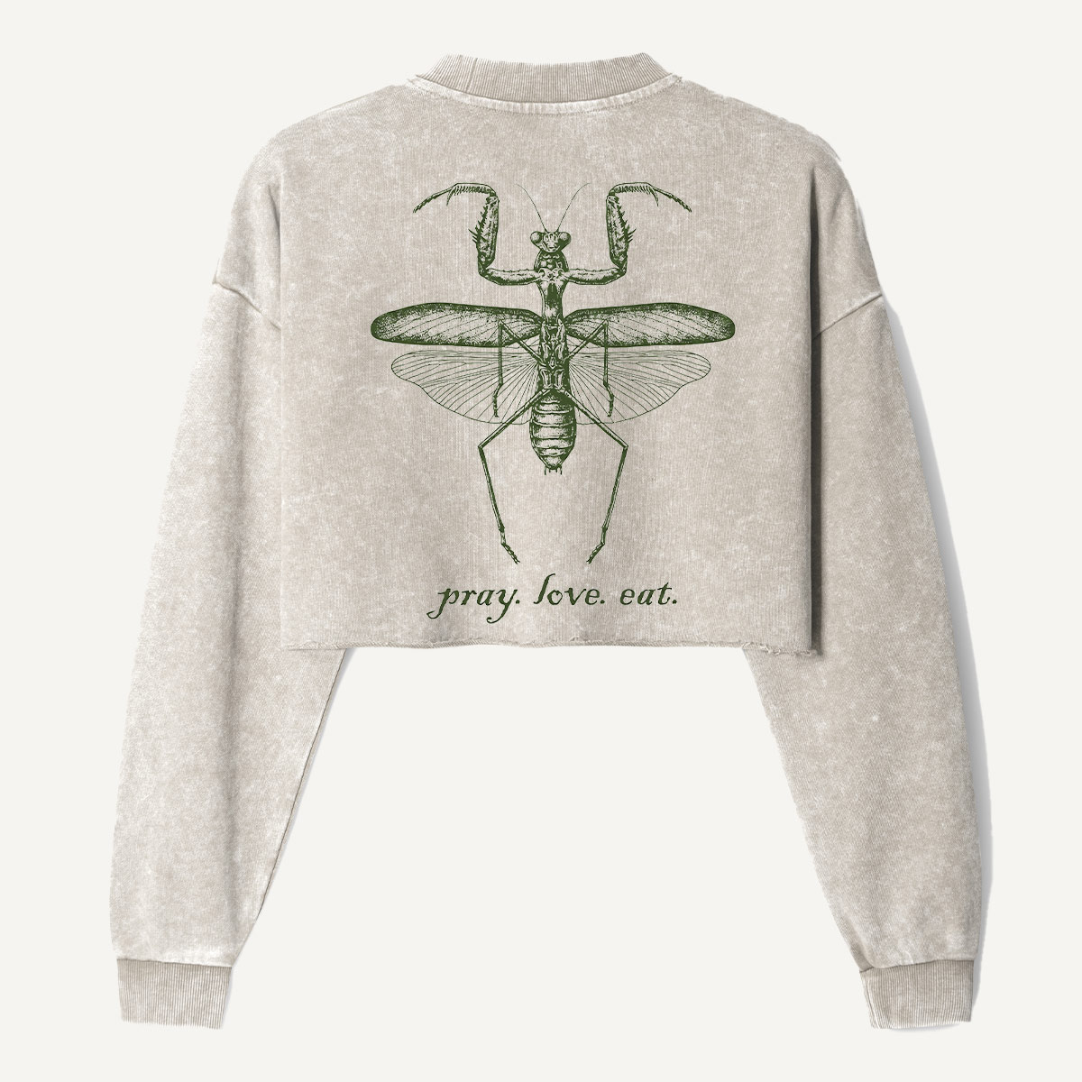 Prey Love Eat Praying Mantis Women's Washed Cropped Sweatshirt