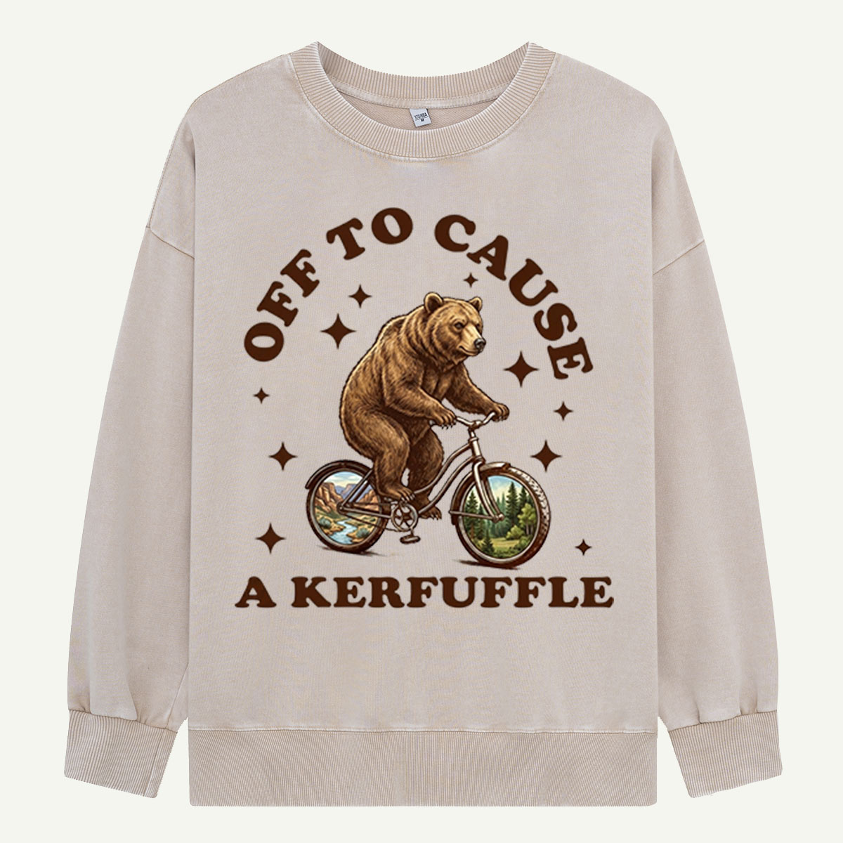 Off To Cause a Kerfuffle Bear Washed Sweatshirts