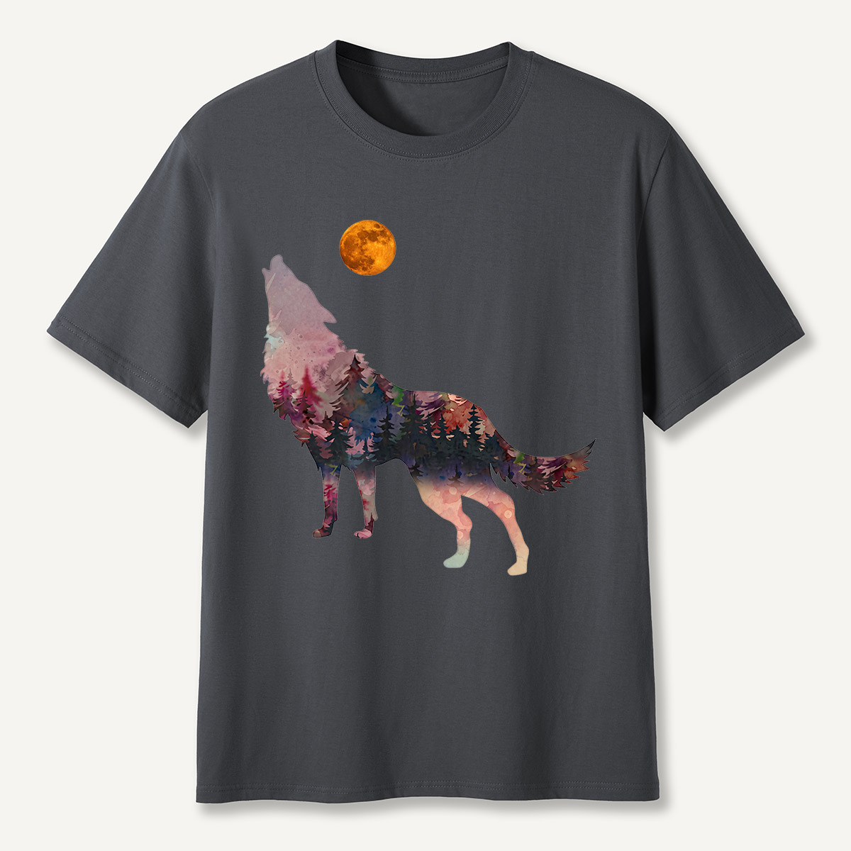 Howling Wolf Double Exposure Forest T-Shirt