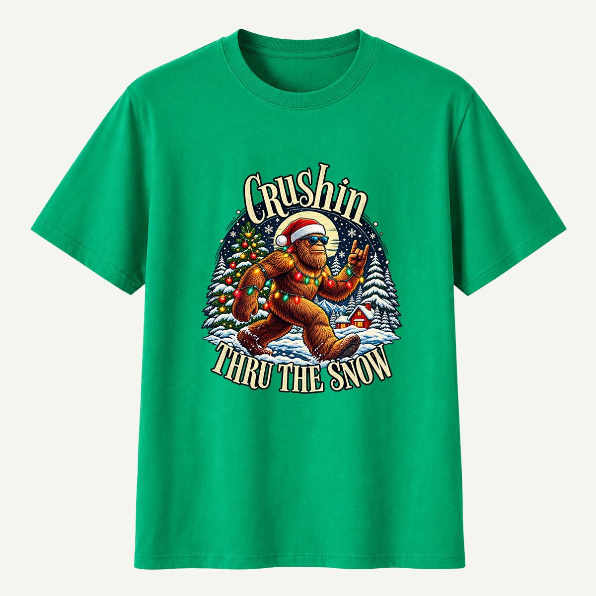 Crushin Thru The Snow Bigfoot Skiing Adventure T-Shirt