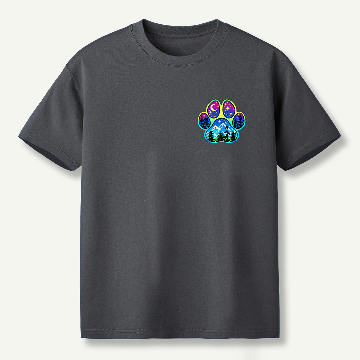 Celestial Mountain Forest Paw Print T-Shirt
