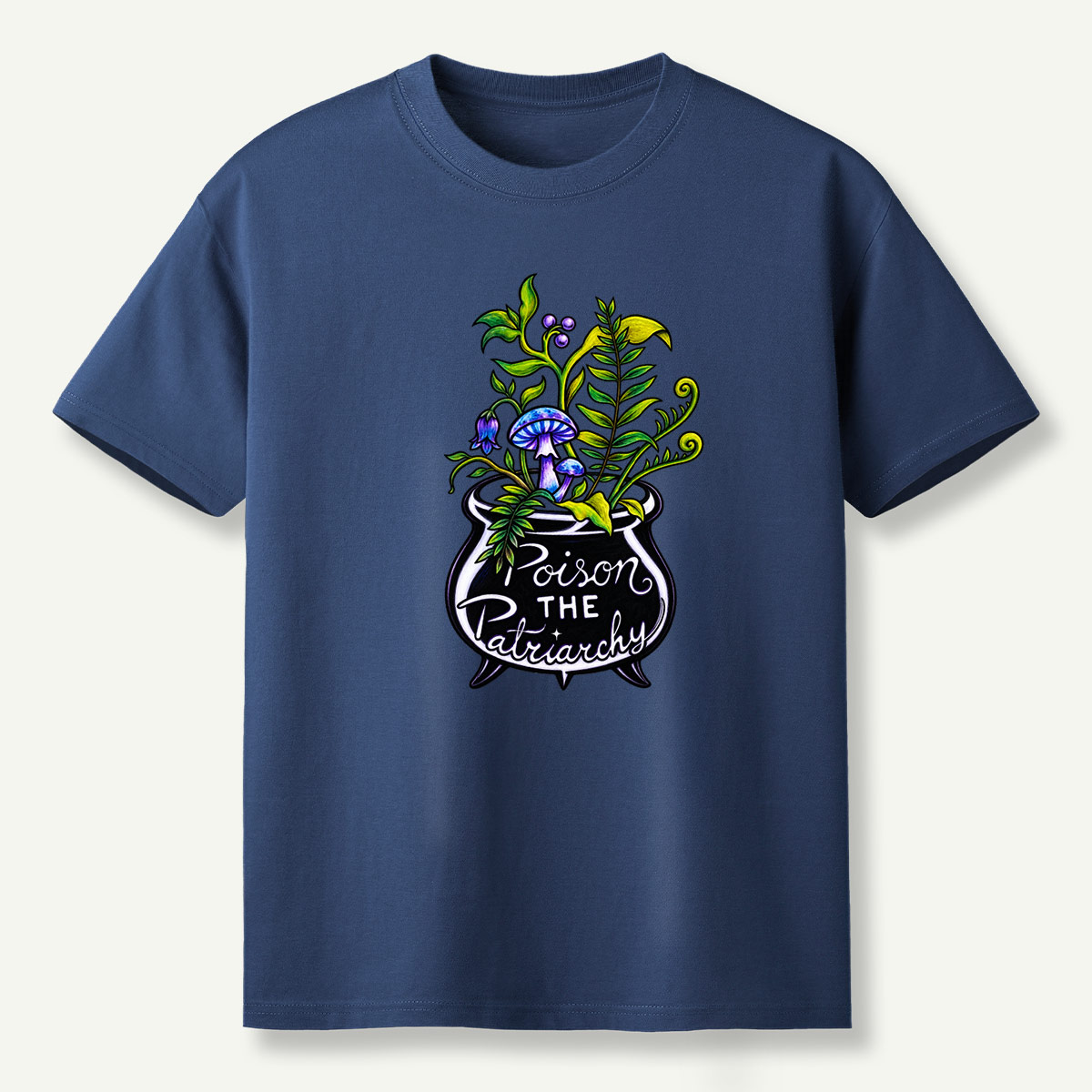 Poison The Patriarchy Mushroom Cauldron Botanical Potion T-Shirt