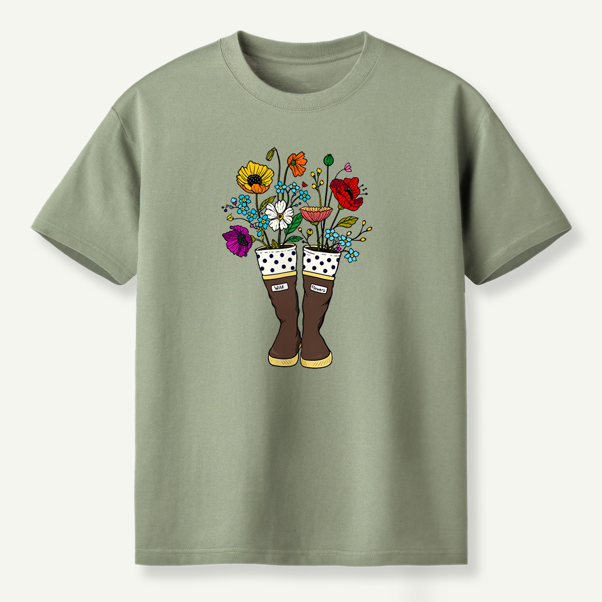 Wild Flowers Garden Boots Colorful Wildflower Bouquet T-Shirt