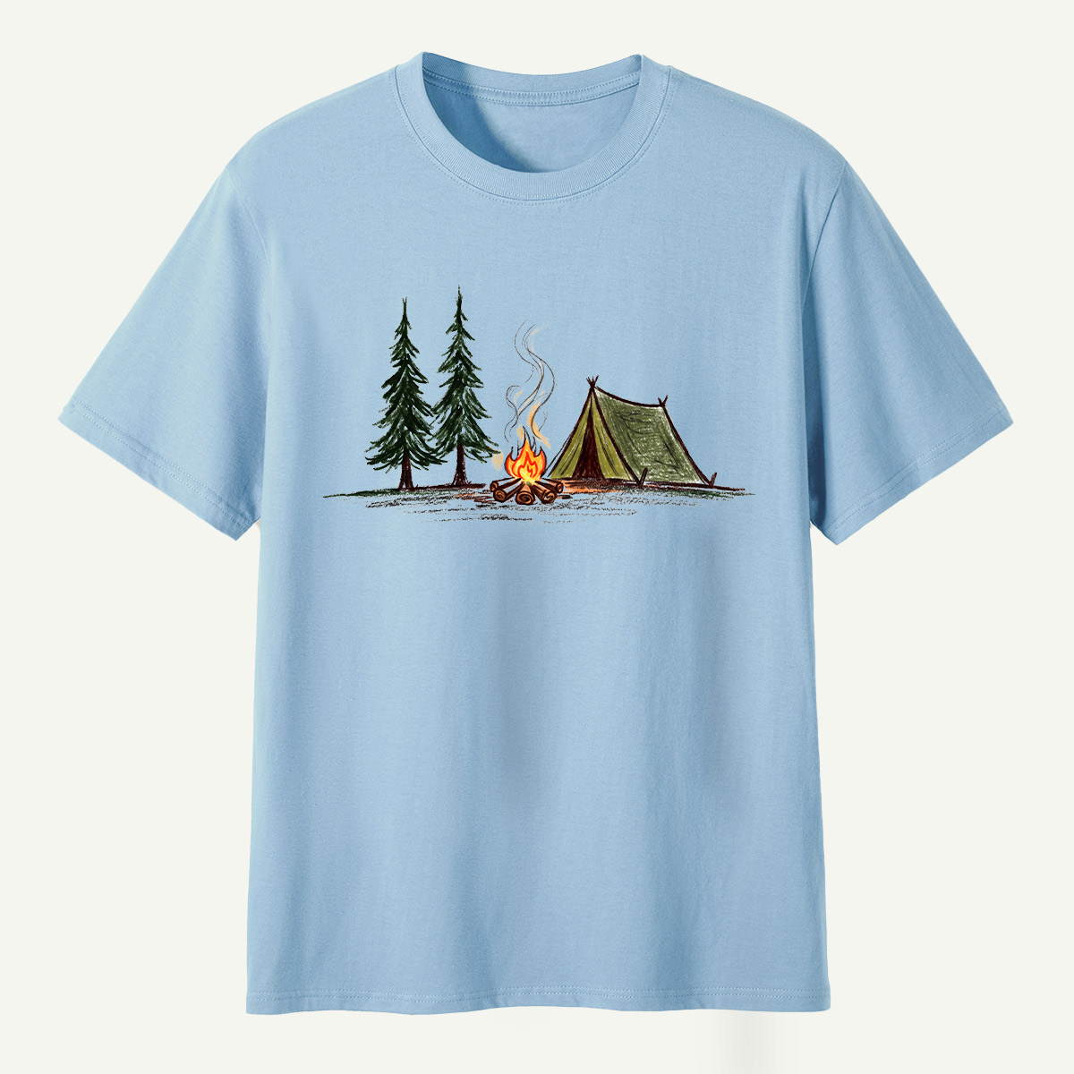 Campfire Tent Pine Forest Escape T-Shirt