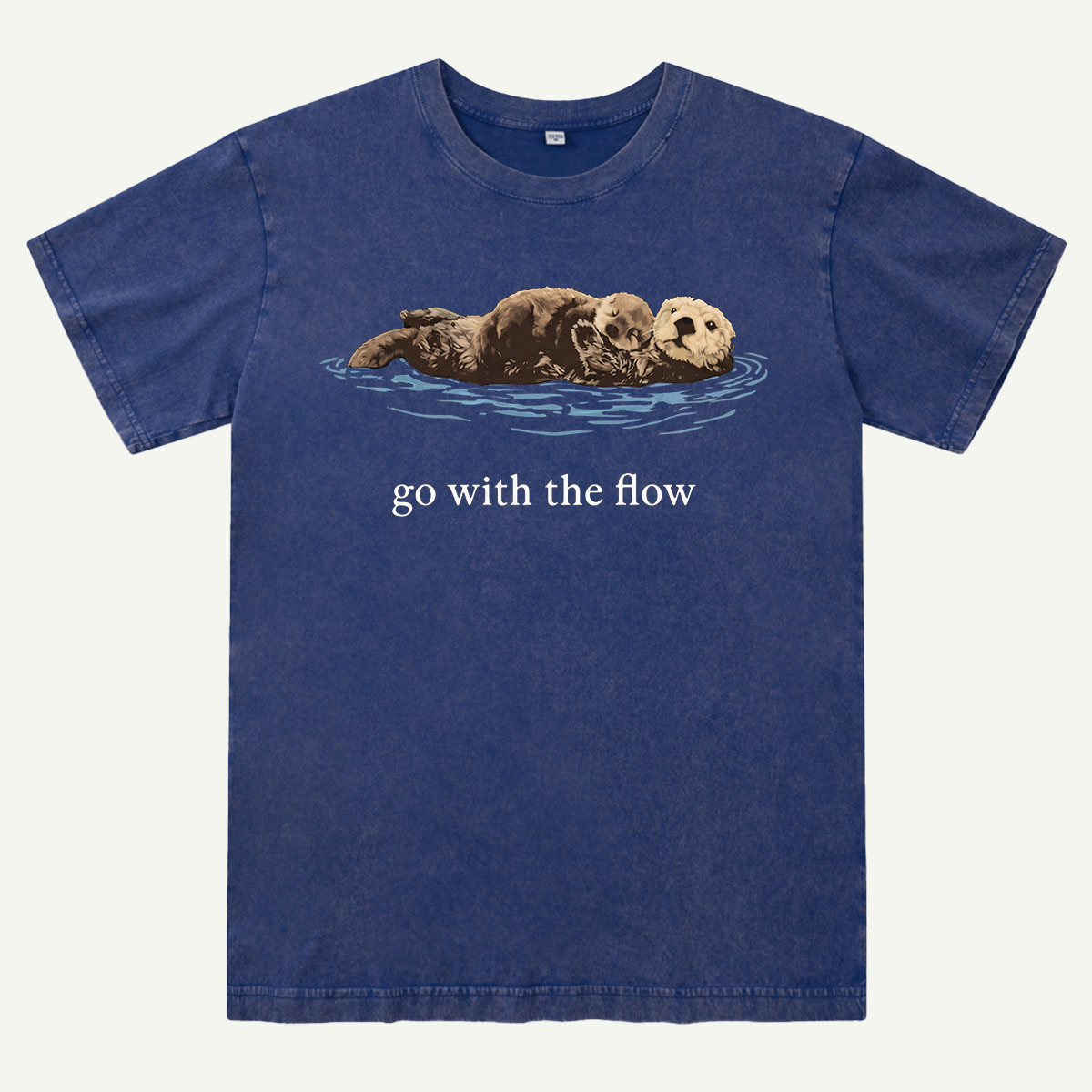 Go With The Flow Sea Otter Wildlife Nature Washed T-Shirt