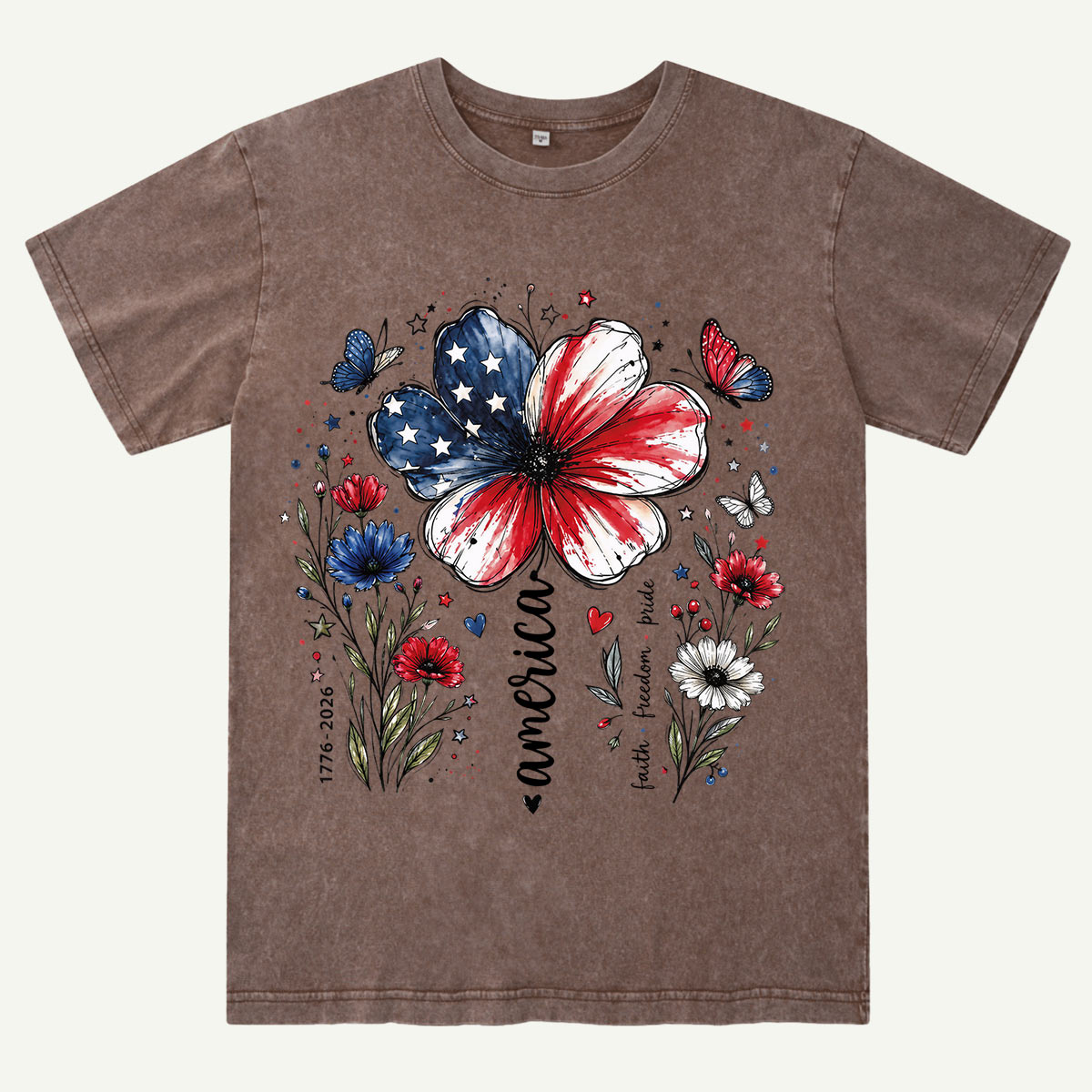 USA 250th Anniversary Floral Washed T-Shirt
