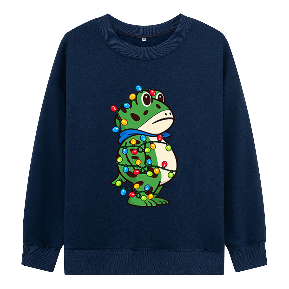 Cute Green Dinosaur Wrapped In Colorful Christmas Lights Sweatshirts