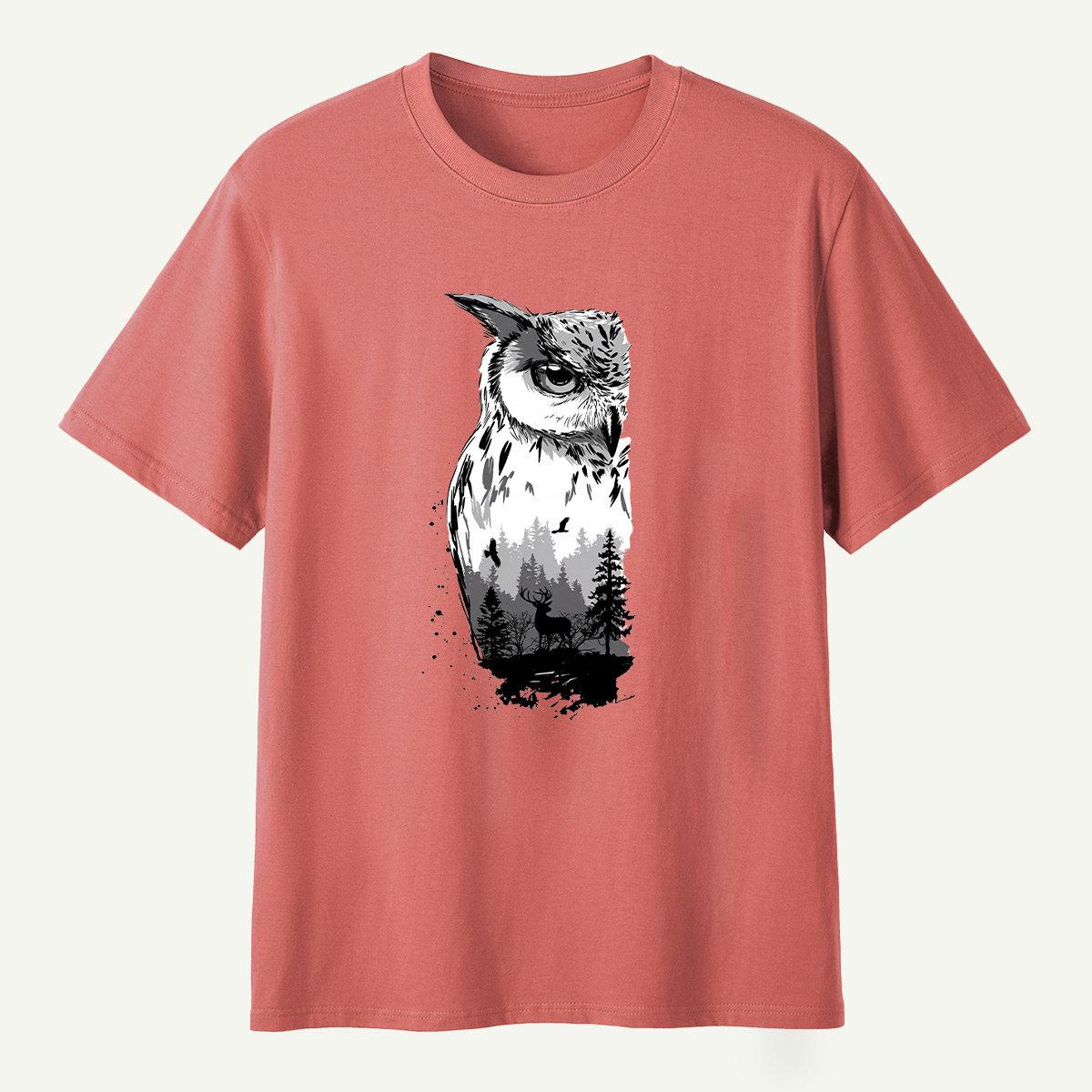 Woodland Owl Ink Portrait T-Shirt