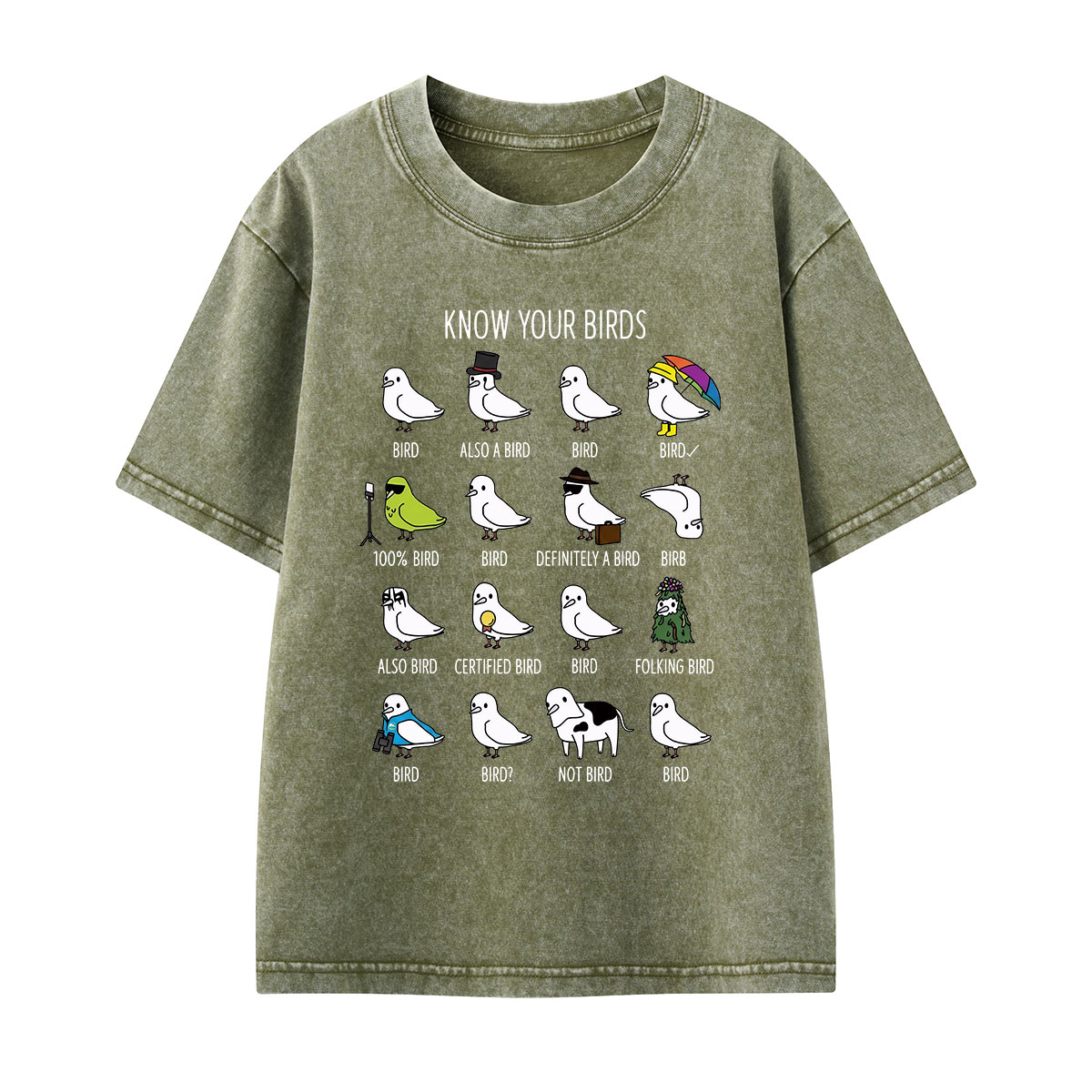 Know Your Birds Bird Chart Kids Washed T-Shirt