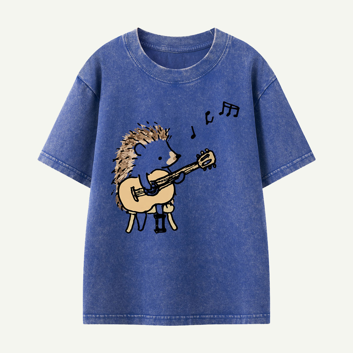 Hedgehog Guitar Music Kids Washed T-Shirt