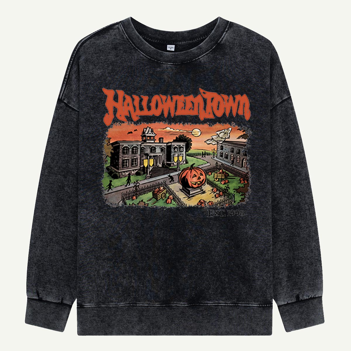 Halloweentown Village Scene Washed Sweatshirts
