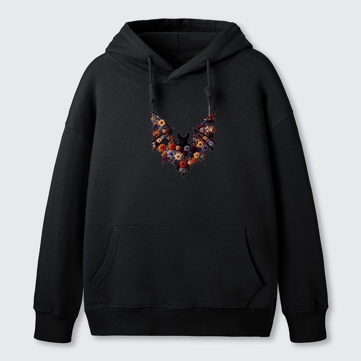 Moth Wings Minimal Embroidered Cotton Hoodie