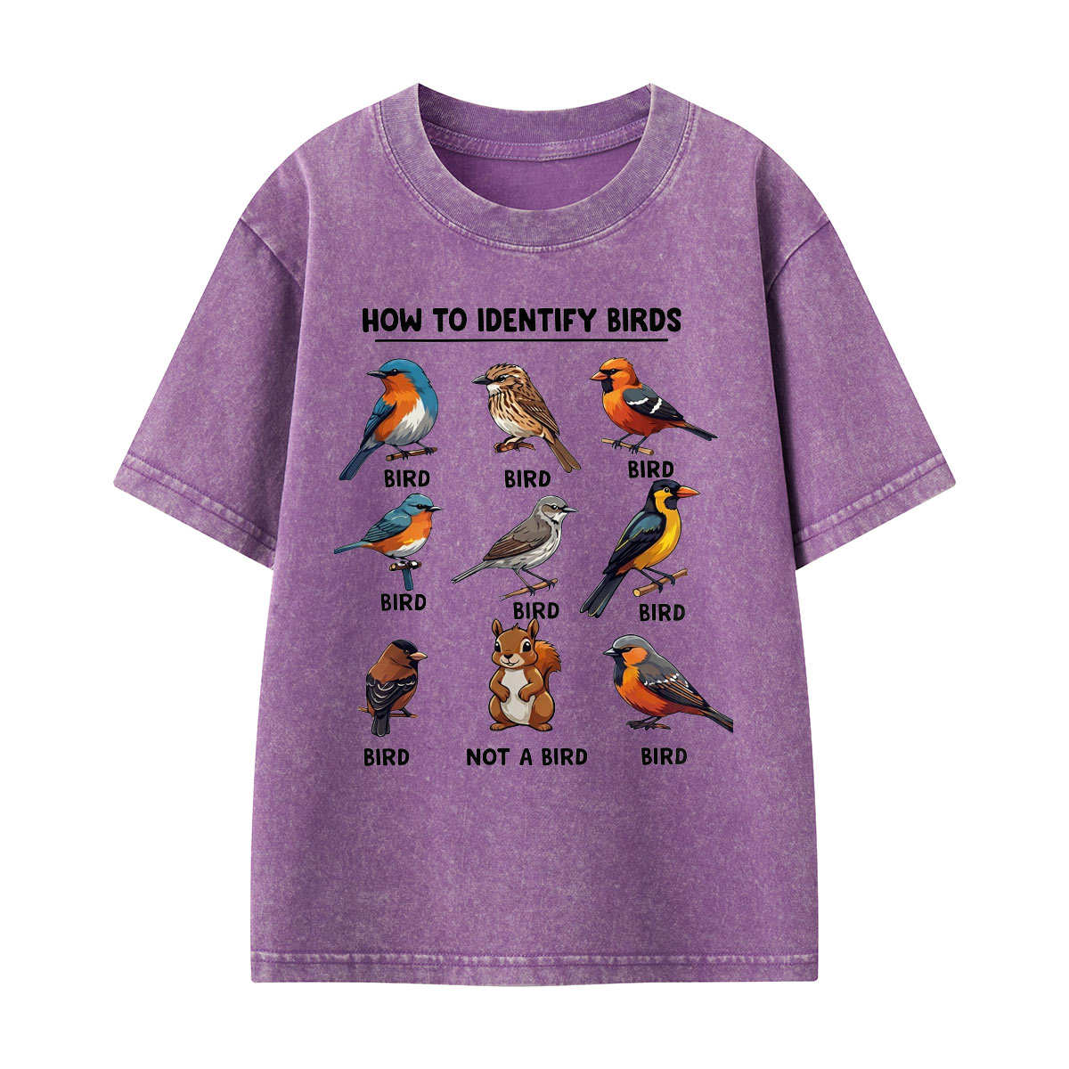 Funny Bird How to Identify Birds Kids Washed T-Shirt