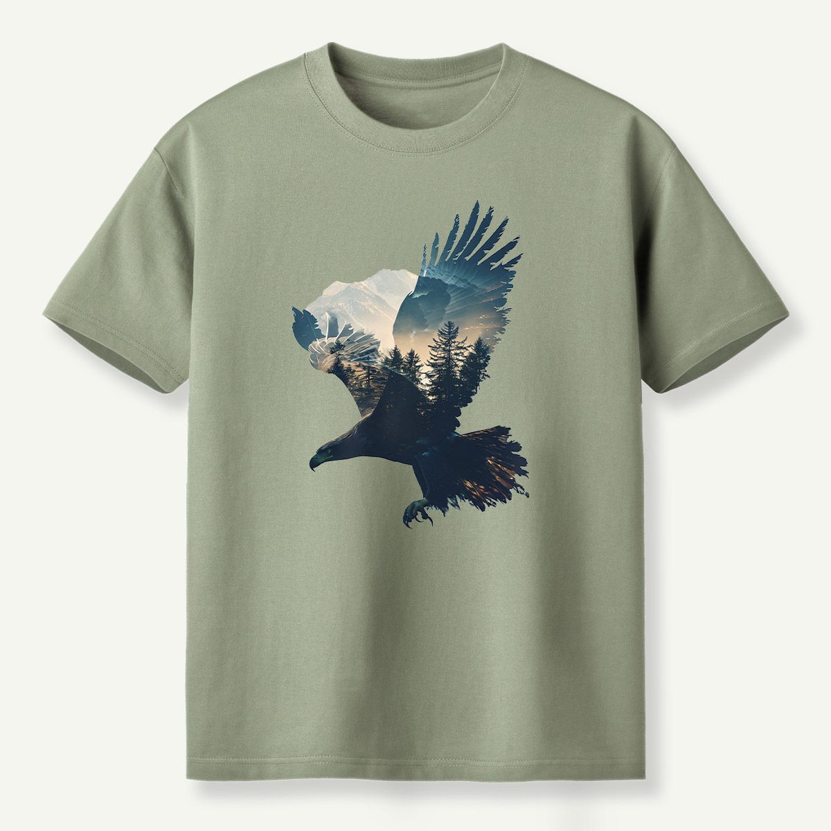Bald Eagle Mountain Forest Double Exposure T-Shirt