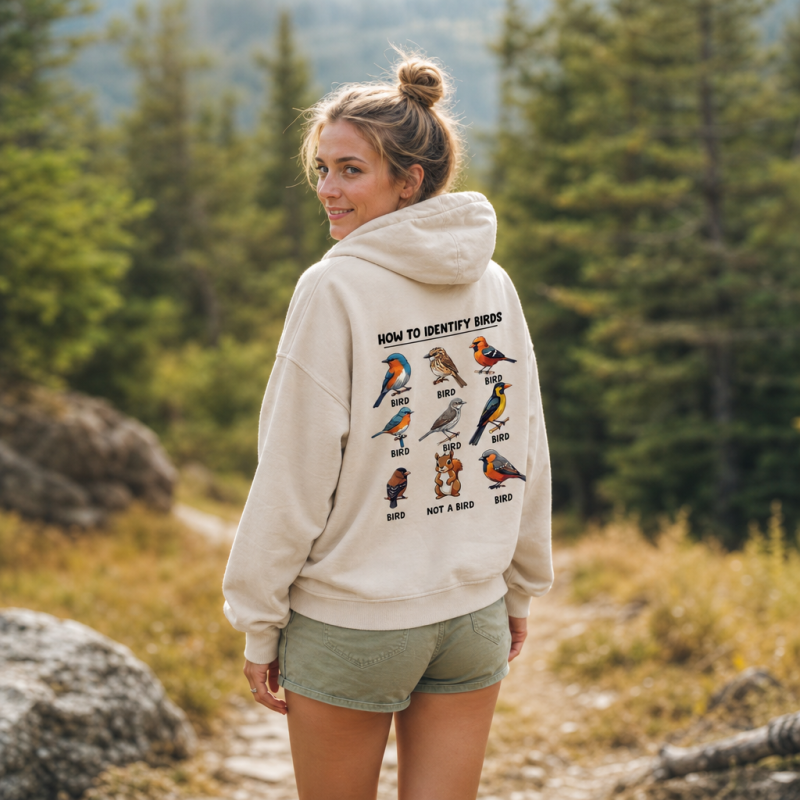 Funny Bird How to Identify Birds Washed Hoodie