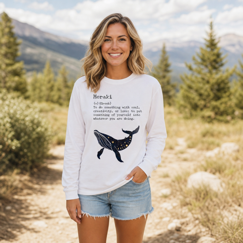 Meraki Whale Long Sleeve T-Shirt