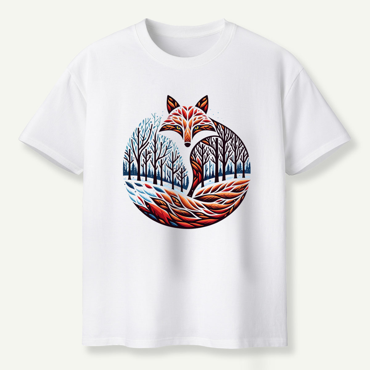 Fox Tail Winter Forestscape T-Shirt