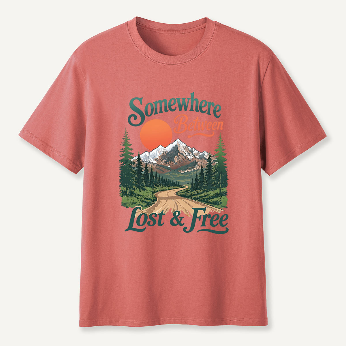 Somewhere Between Lost and Free Mountain Nature T-Shirt