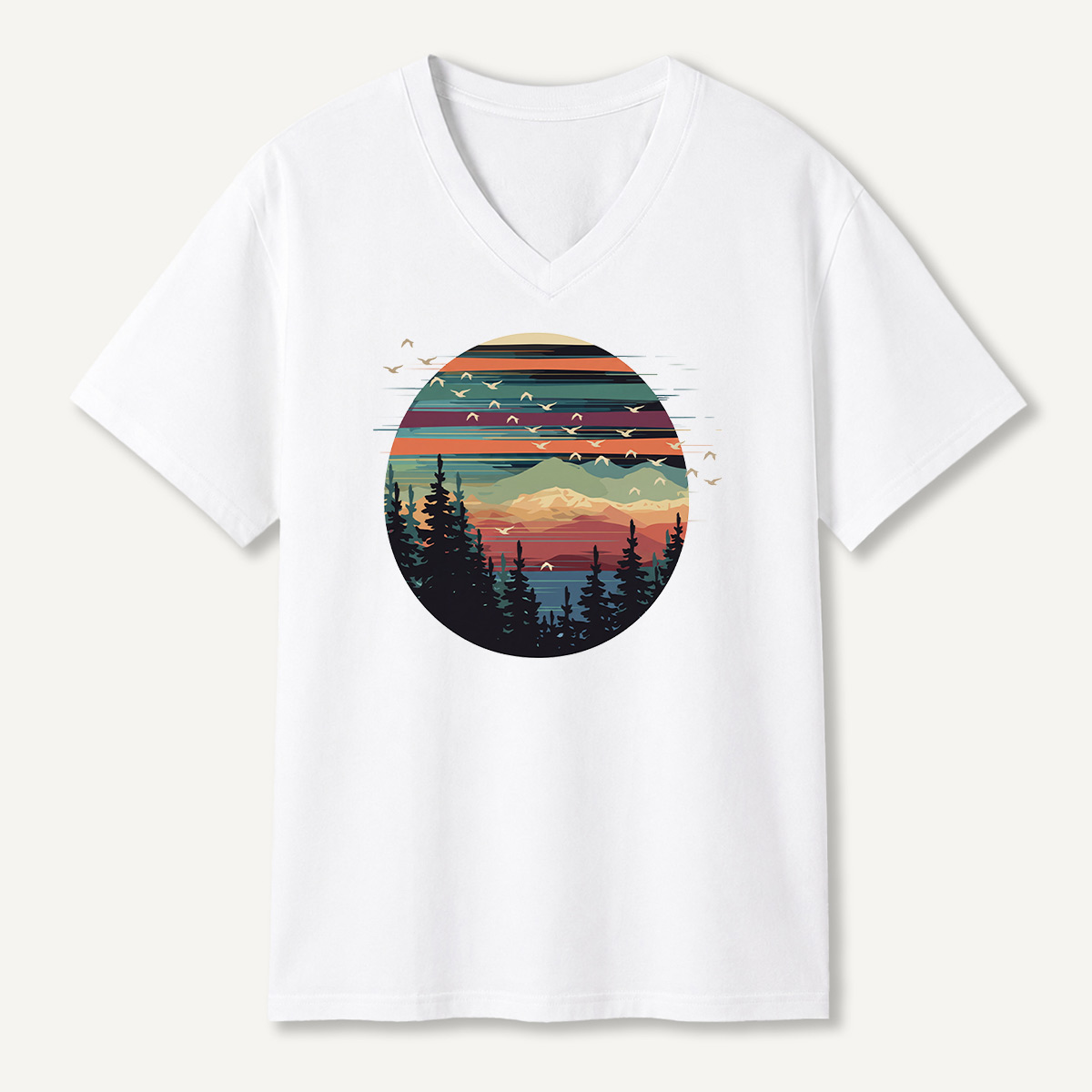 Penguin Sunset Mountain Escape V-neck T-Shirt