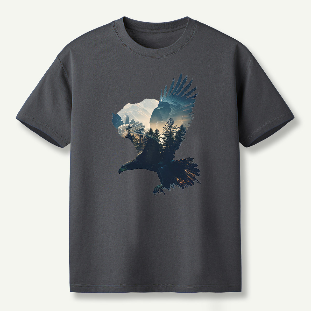 Bald Eagle Mountain Forest Double Exposure T-Shirt