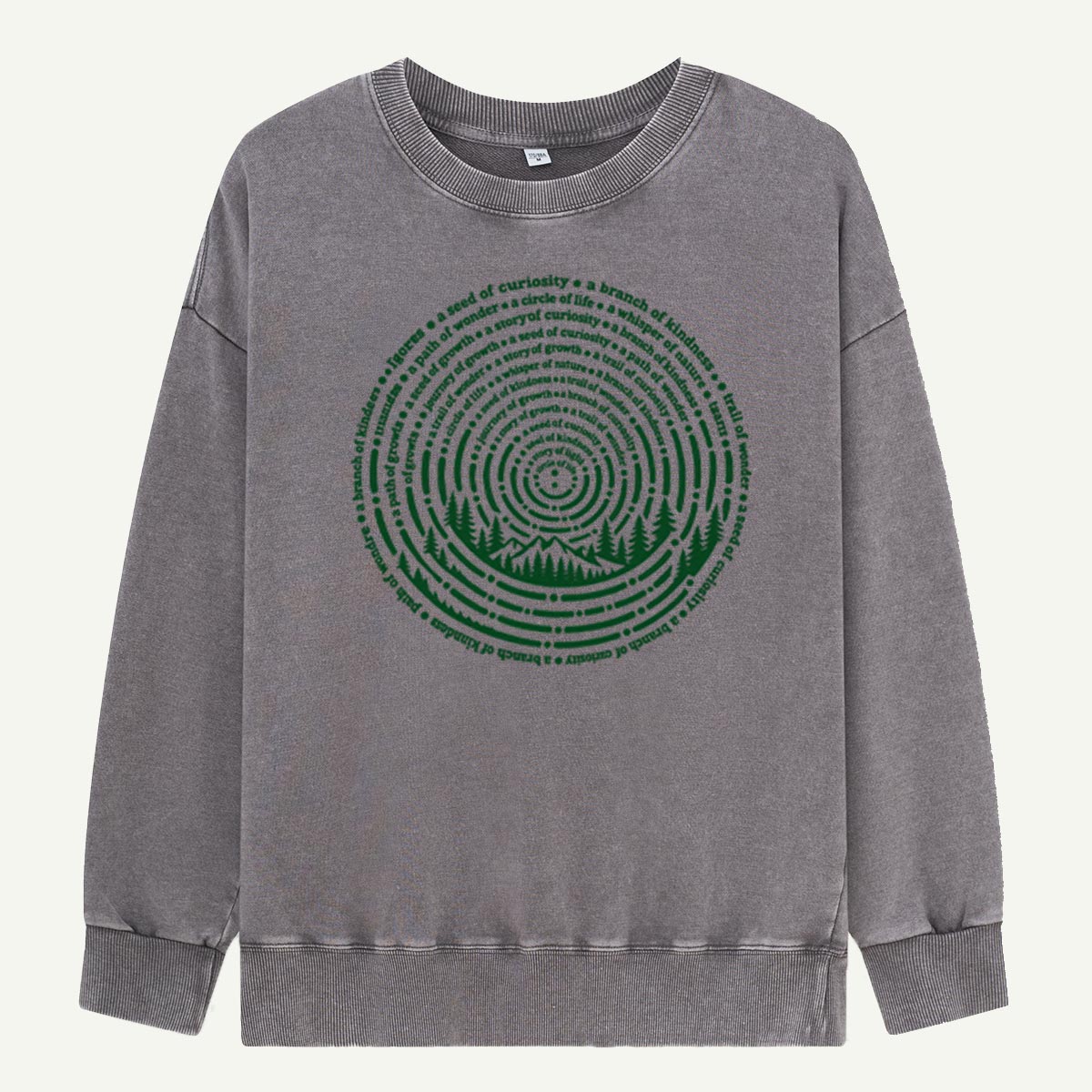 A Seed Of Curiosity Nature Story Green Typography Tree Rings Washed Sweatshirts