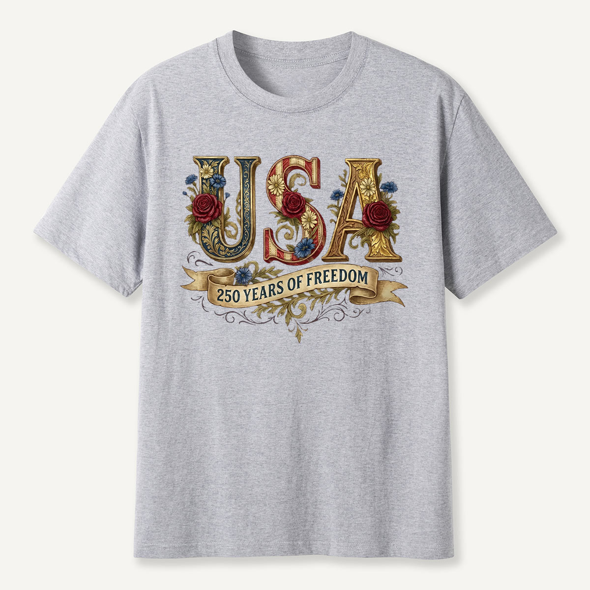 USA 250 Years of Freedom Floral T-Shirt