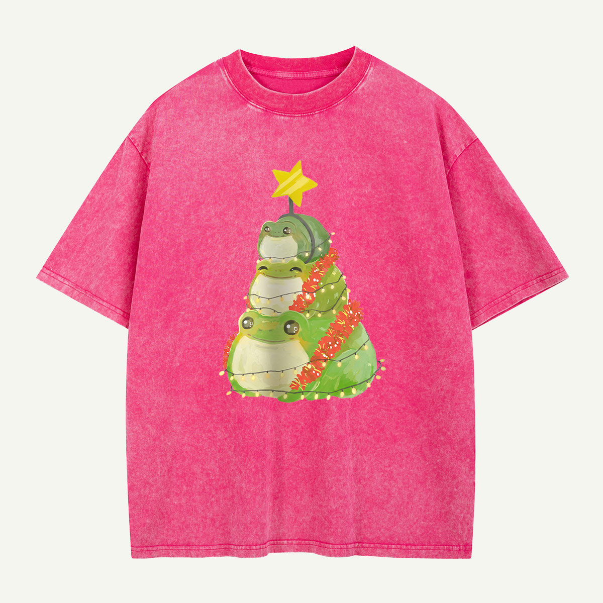 Frogs Around the Christmas Tree Washed T-Shirt