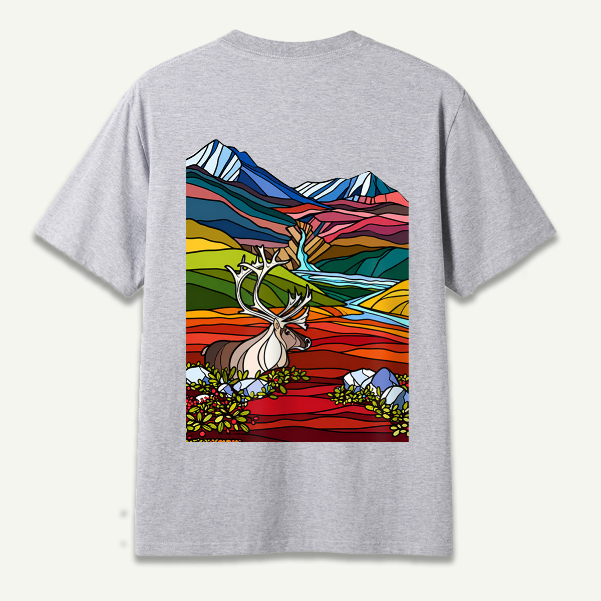 Caribou Tundra Mountain Valley Wilderness Landscape T-Shirt