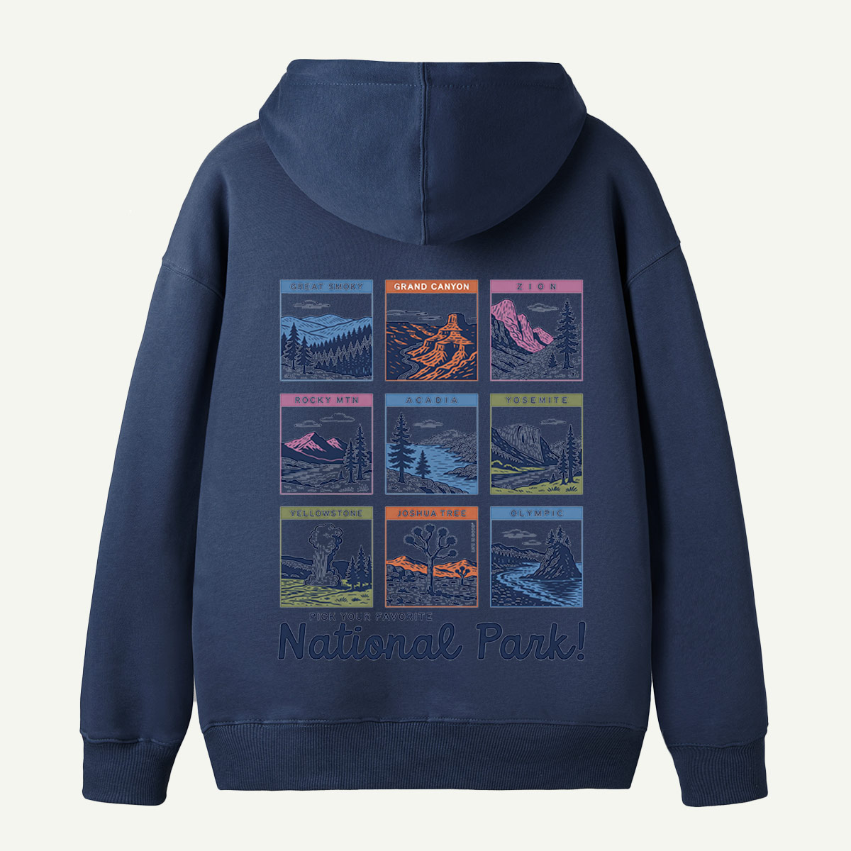 National Park Scenic Poster Collection Back Printed Hoodie