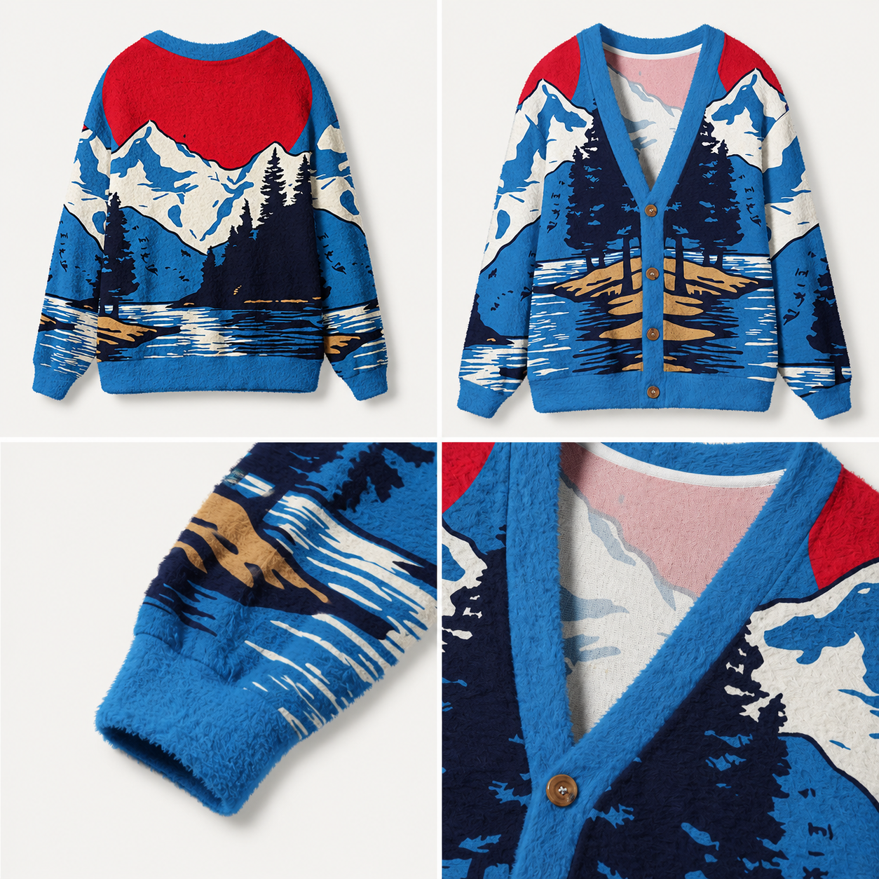 Pines Between Mountain and Lake Ugly Cardigan Sweaters