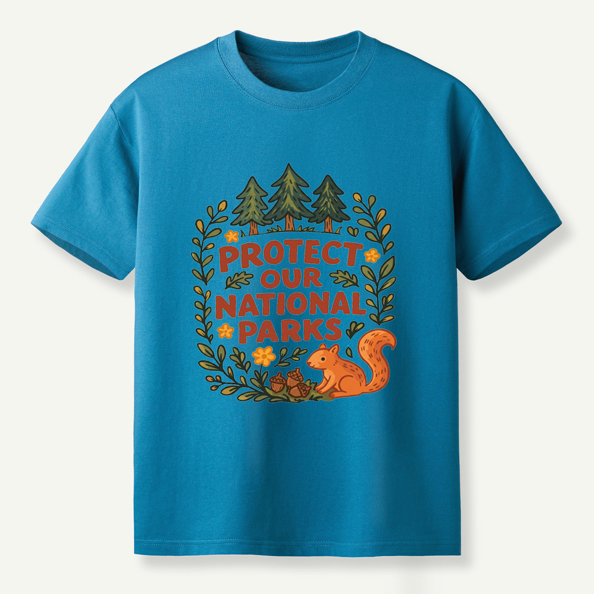 Protect Our National Parks Woodland Squirrel Wreath T-Shirt
