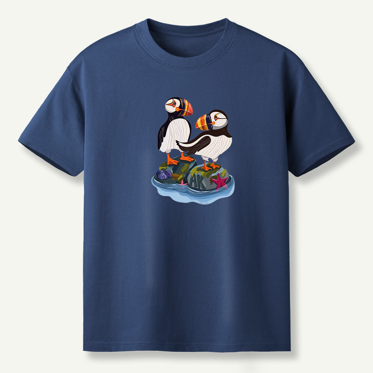 Alaska Puffin Pair Rocky Coast Marine Wildlife T-Shirt