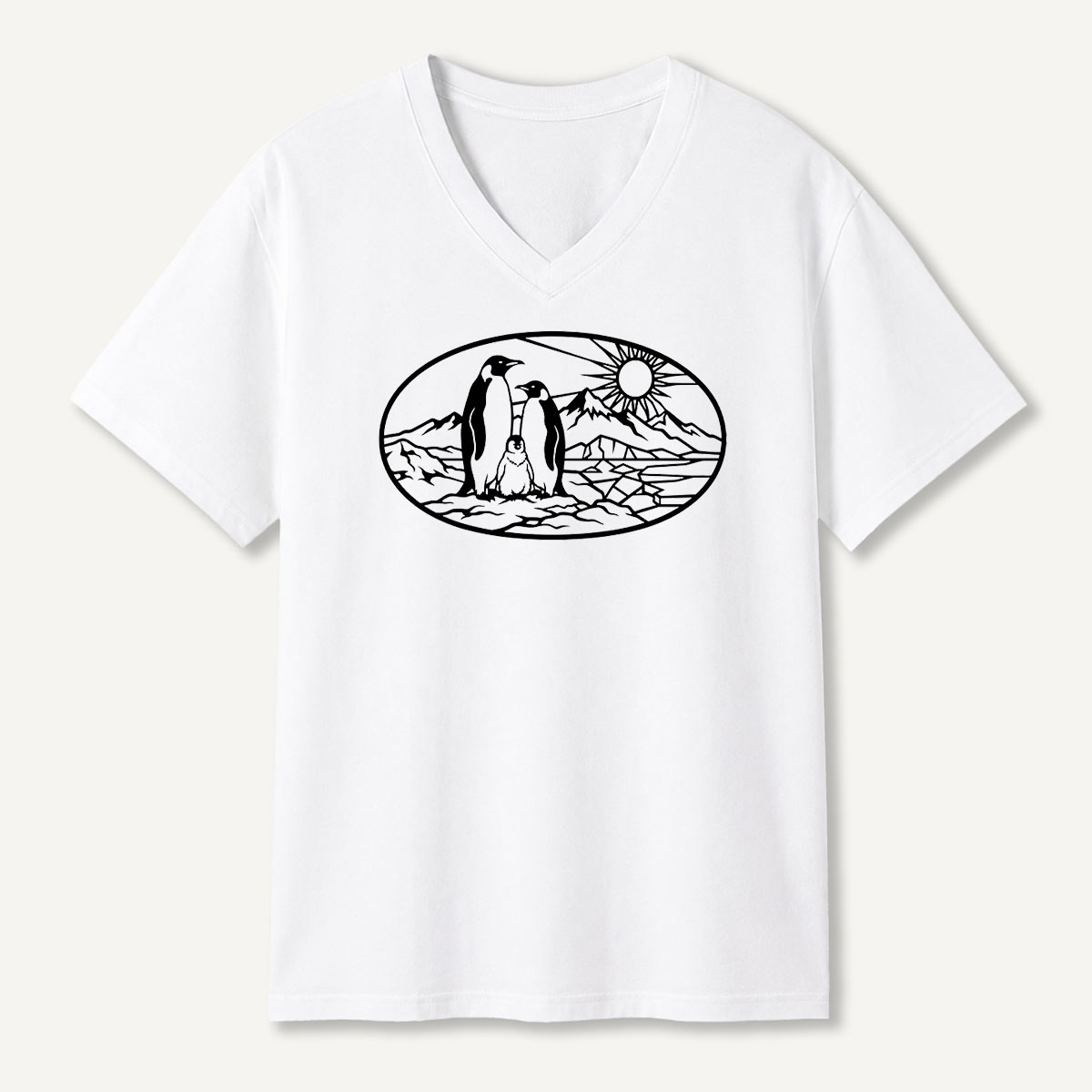 Penguin Family Arctic Landscape V-neck T-Shirt