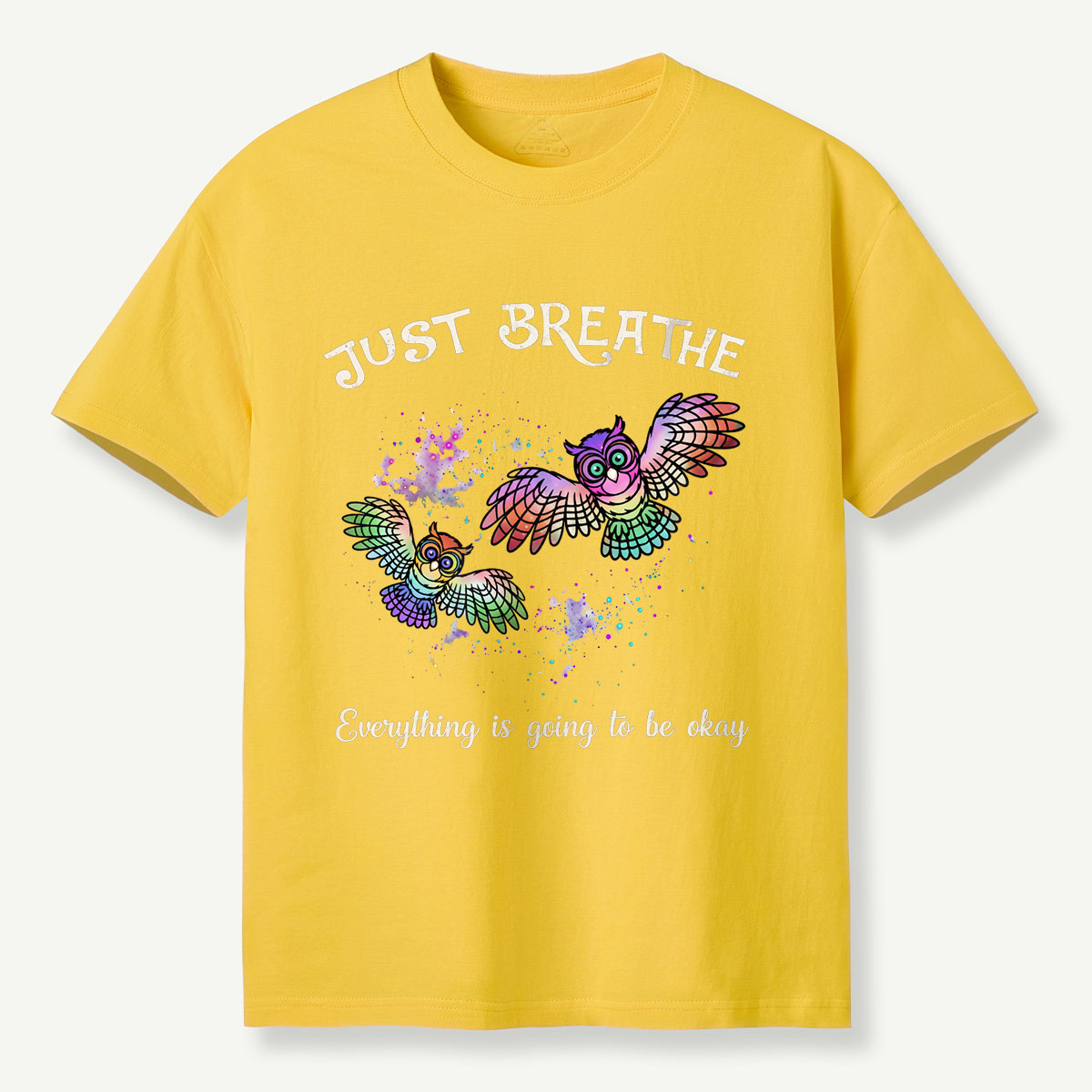 Just Breathe Colorful Owls T-Shirt