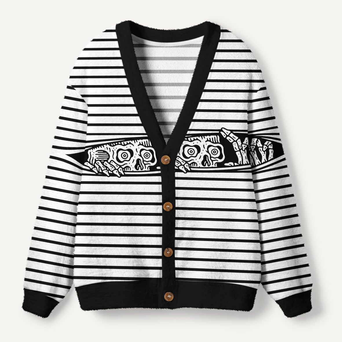 Skeleton Peeking Through Bandages Ugly Cardigan Sweaters