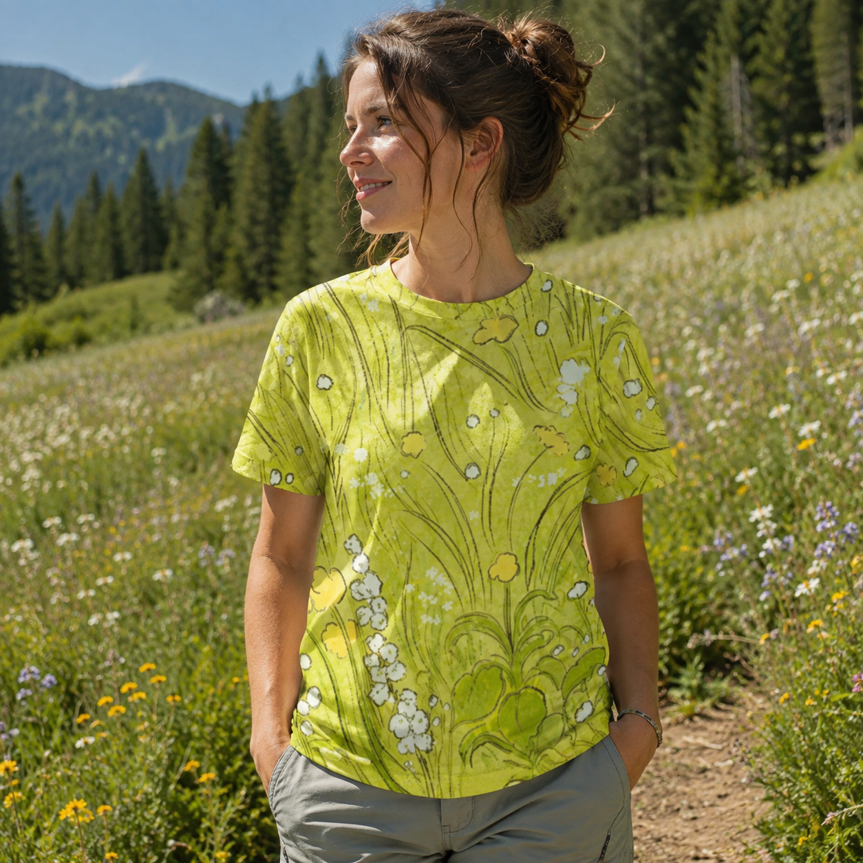Soft Wildflower Meadow Garden Premium Pure Cotton Tee