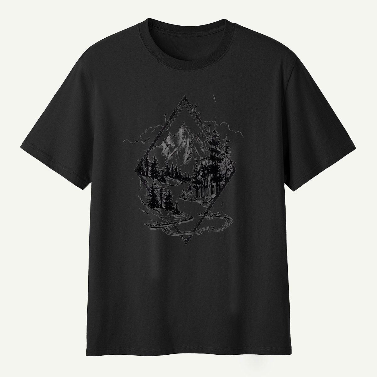 Mountain Forest Diamond Landscape T-Shirt