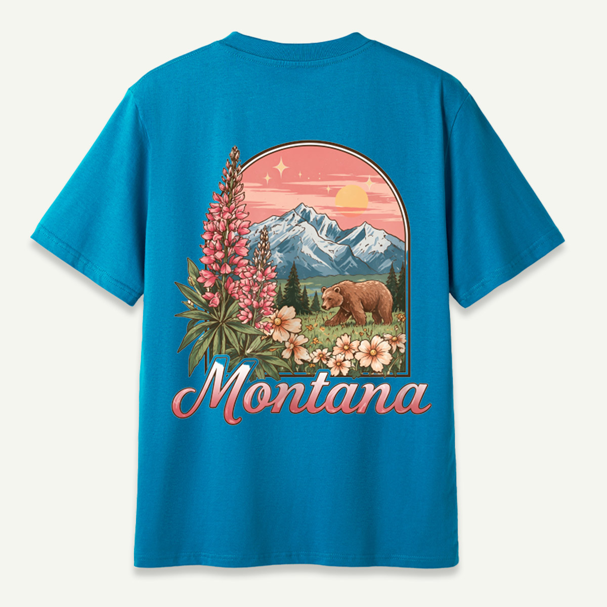 Montana Wildflowers Bear Mountain Landscape T-Shirt
