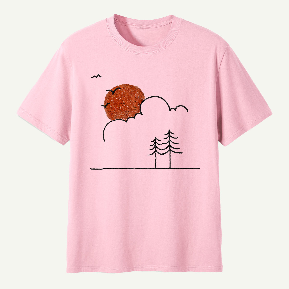 Minimal Sunset Pine Trees T-Shirt