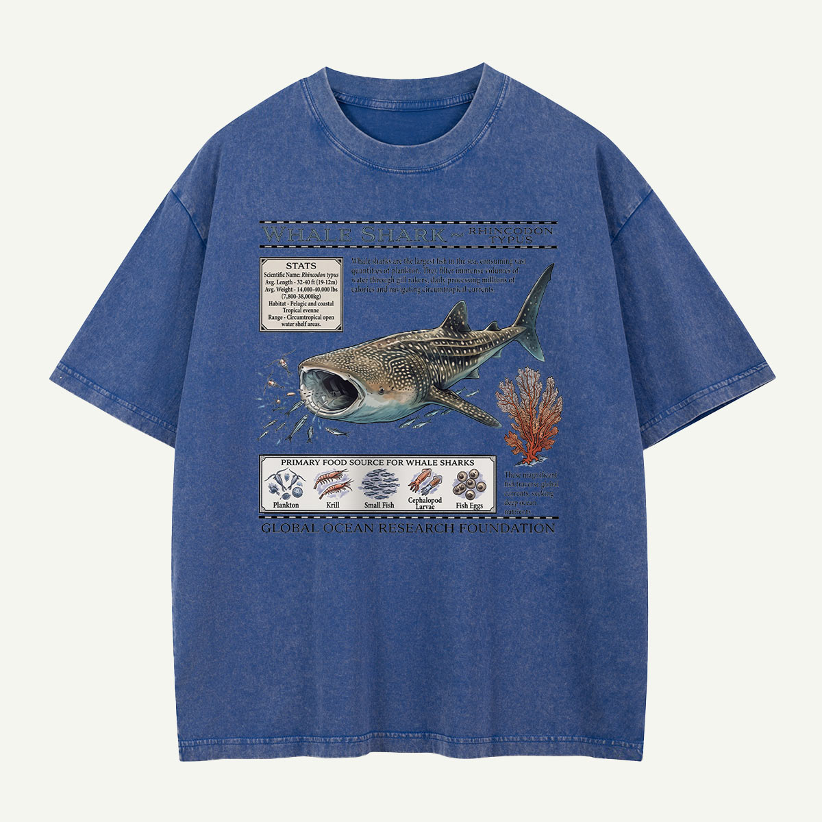Whale Shark Ocean Field Guide Washed T-Shirt