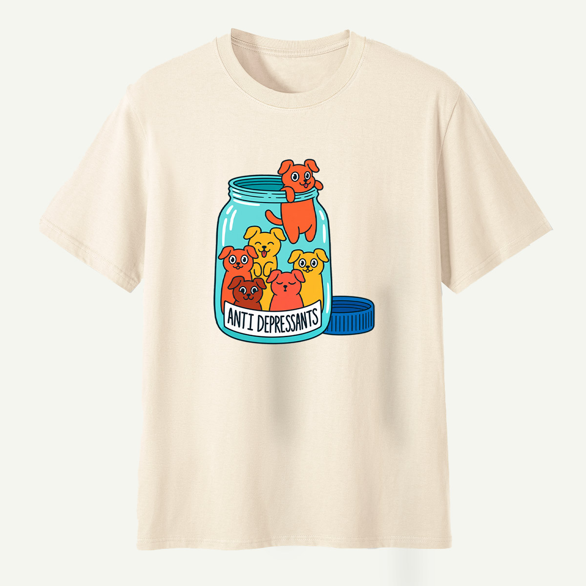 Anti Depressants Puppy Jar Funny Illustration T-Shirt