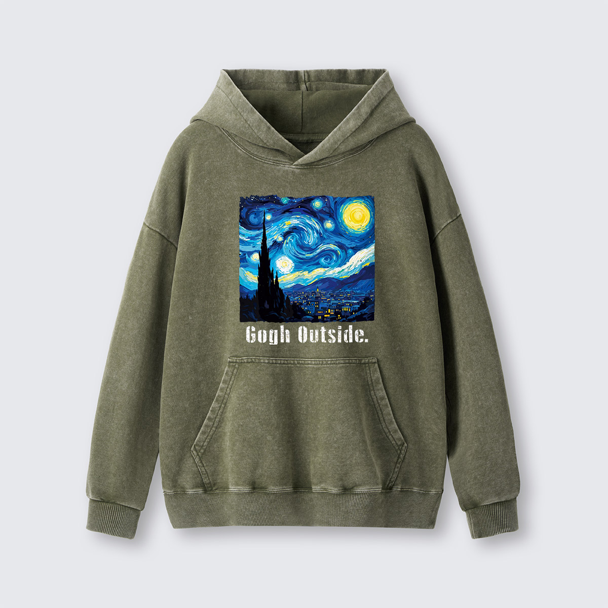 Swirl Night Sky Gogh Outside Washed Hoodie