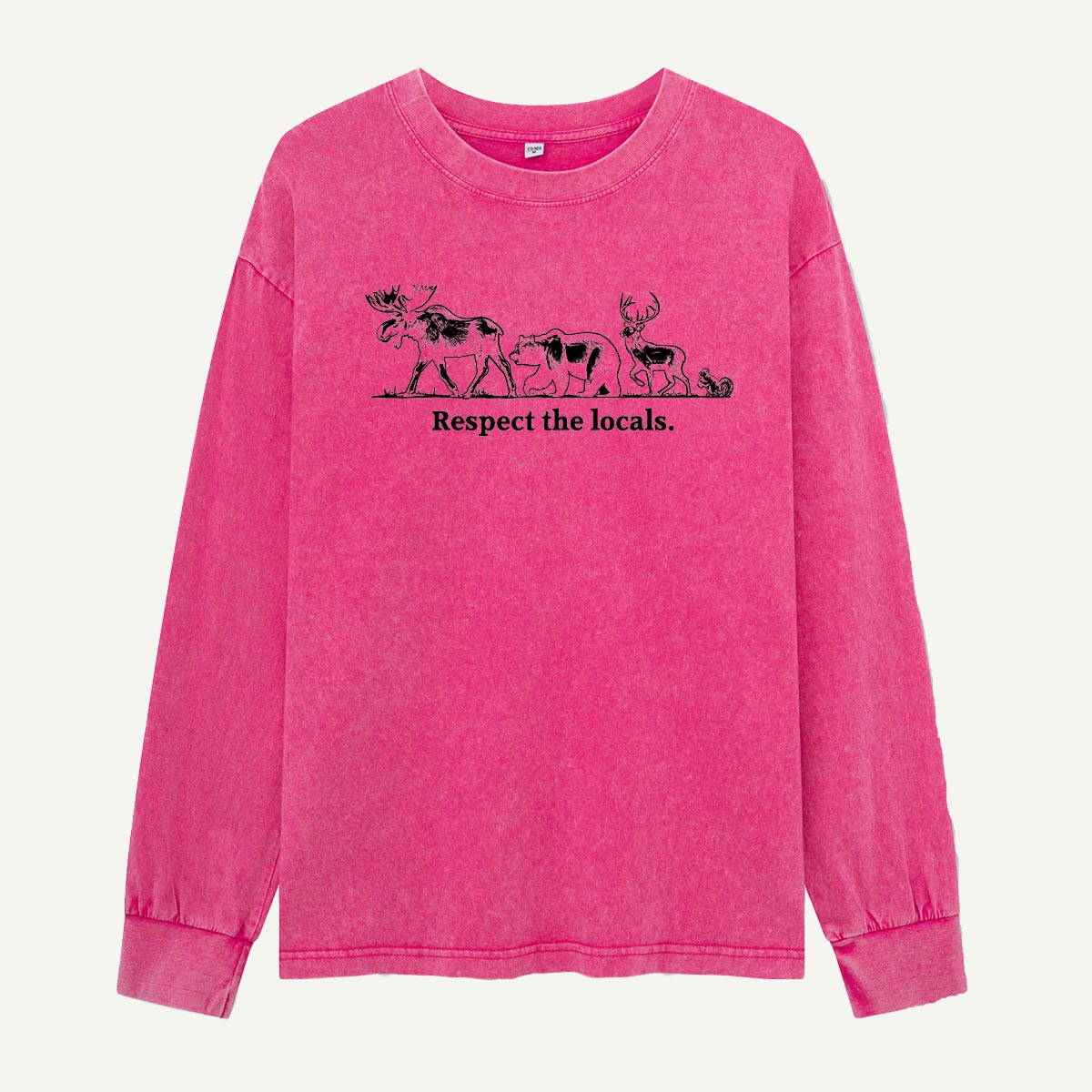 Respect the Locals Wildlife Crew Washed Long Sleeves